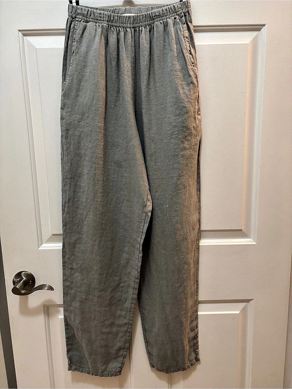 J.Jill Gray Linen Pull-On Pants Small EUC